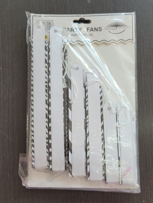 Set 6 decoratiuni tip evantai alb cu negru [3]