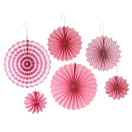 Set 6 decoratiuni tip evantai alb cu roz [1]