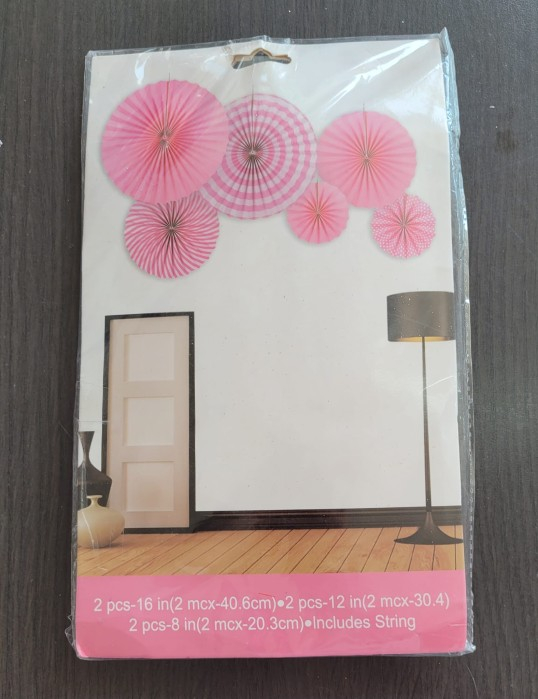 Set 6 decoratiuni tip evantai alb cu roz [4]