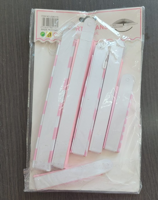 Set 6 decoratiuni tip evantai alb cu roz [3]