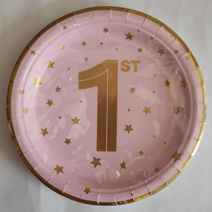 Set 6 farfurii carton 1 an roz 18 cm [2]