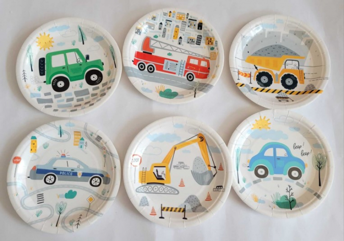 Set 6 farfurii carton masini 18 cm [2]