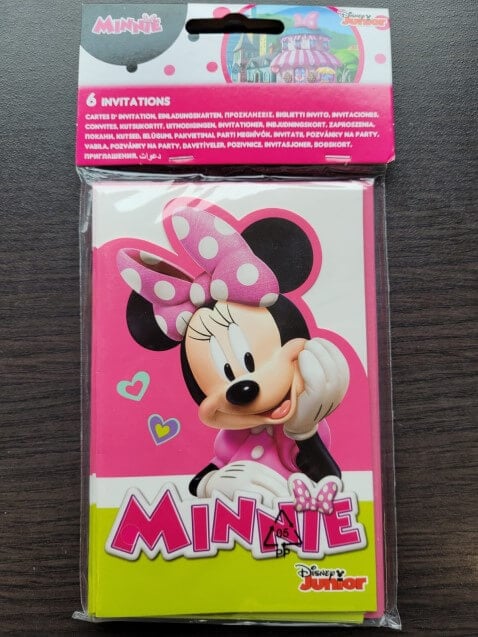 Set 6 invitatii Minnie Mouse 14 * 9 cm cu plic roz [2]