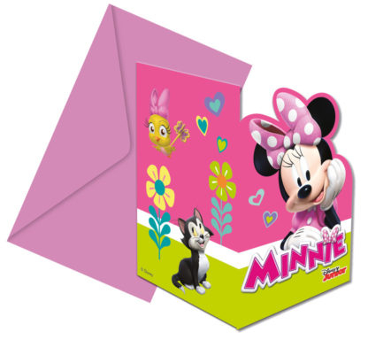 Set 6 invitatii Minnie Mouse 14 * 9 cm cu plic roz [1]