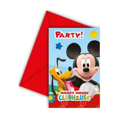 Set 6 invitatii petrecere Mickey Mouse cu plic Disney
