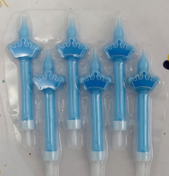 Set 6 lumanari albastre cu coroana 8 cm [2]