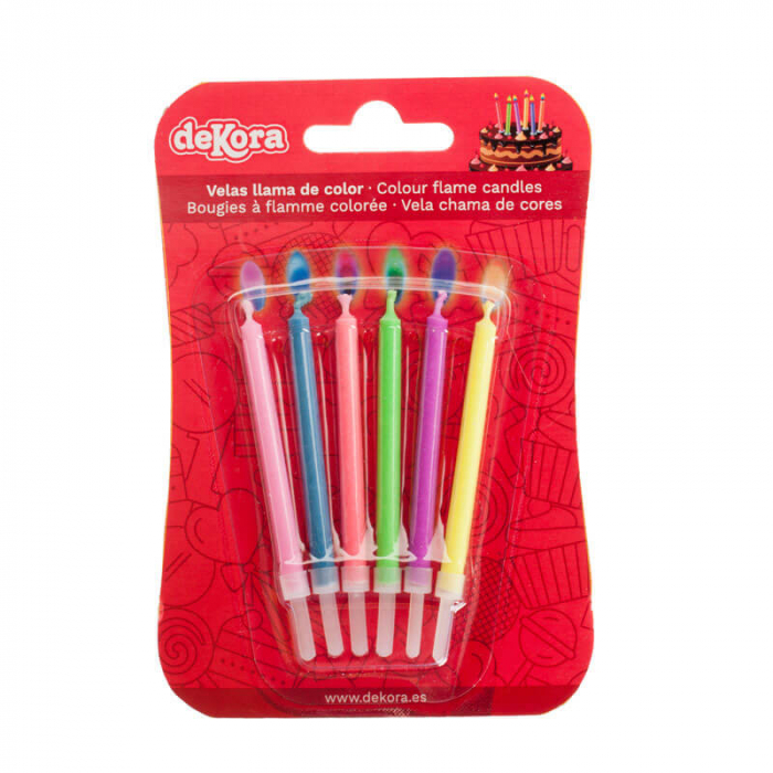 Set 6 lumanari cu flacara colorata 8 cm [2]