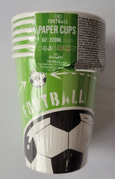 Set 6 pahare carton fotbal 220 ml [9]