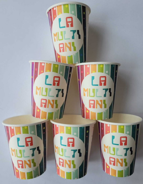 Set 6 pahare carton La multi ani multicolor 200 ml [2]