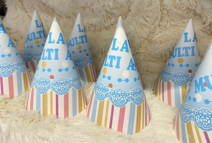 Set 8 coifuri albastre cu La multi ani 13.5 * 21 cm [2]