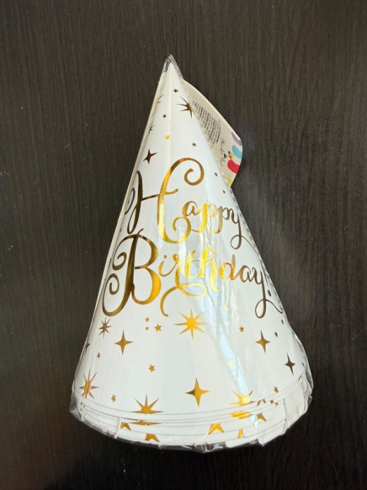 Set 8 coifuri albe 16 cm Happy Birthday [2]
