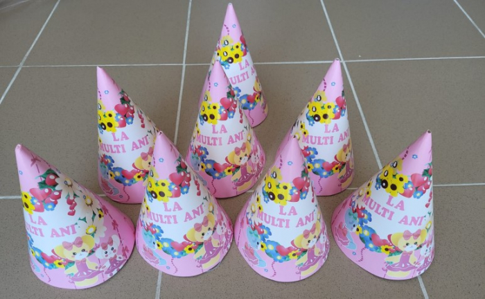 Set 8 coifuri roz cu flori si ursuleti 13. 5 x 21 cm [4]
