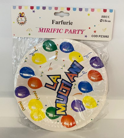 Set 8 farfurii La multi ani baloane 18 cm [3]