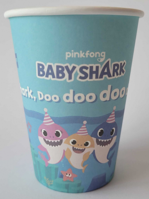 Set 8 pahare carton Baby Shark bio 250 ml [3]