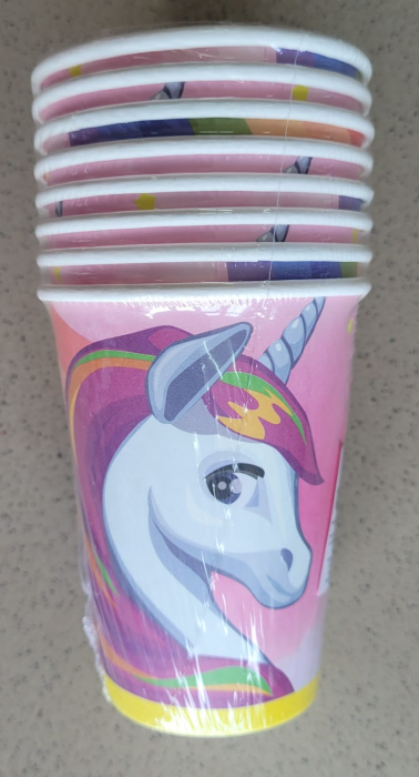 Set 8 pahare carton roz unicorn 250 ml [3]