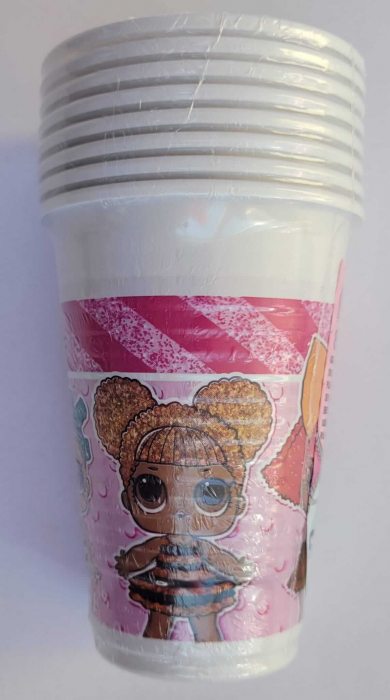 Set 8 pahare plastic LOL Surprise roz 200 ml [5]