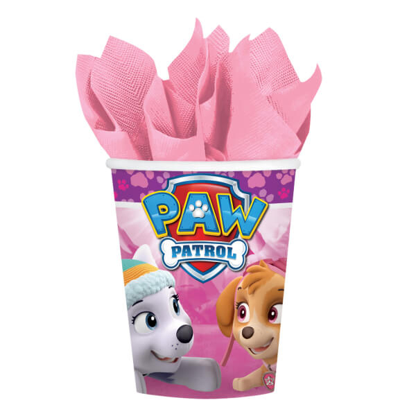 Set 8 pahare roz carton Paw Patrol Skye Everest 250 ml