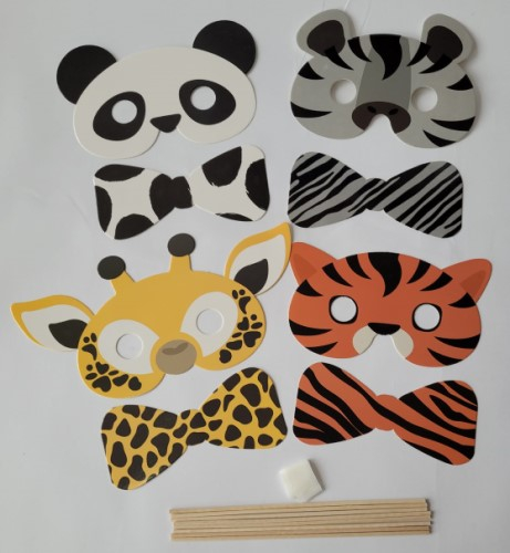 Set 8 propsuri masca si papion animalute zoo 17 cm [2]