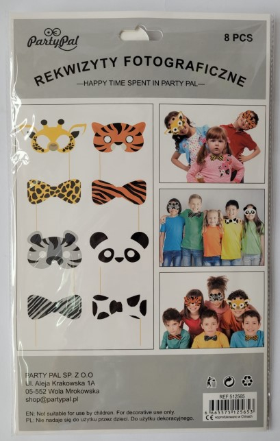 Set 8 propsuri masca si papion animalute zoo 17 cm [10]