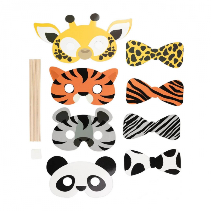 Set 8 propsuri masca si papion animalute zoo 17 cm [3]