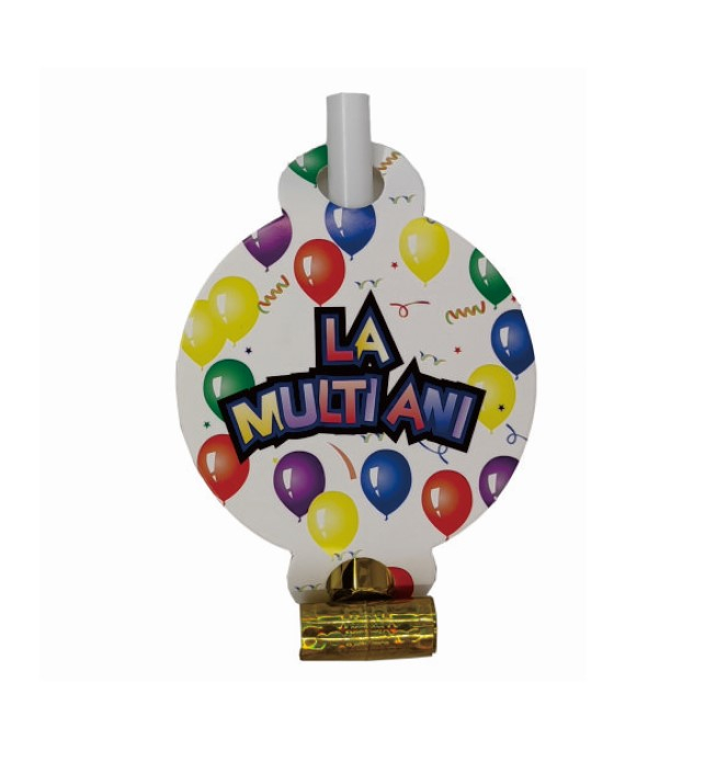 Set 8 suflatori colorate La multi ani cu baloane