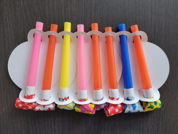 Set 8 suflatori Happy birthday albe 26 cm [3]