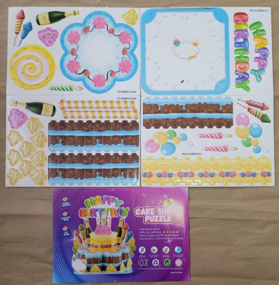 Set decor carton 3D tort cu artificii 14 x 20 cm [2]
