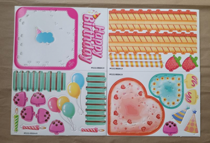 Set decor carton 3D tort cu fructe 14 x 20 cm [3]