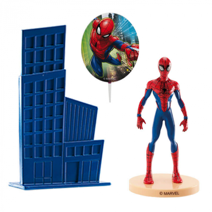 Set decor tort plastic Spiderman 3 buc