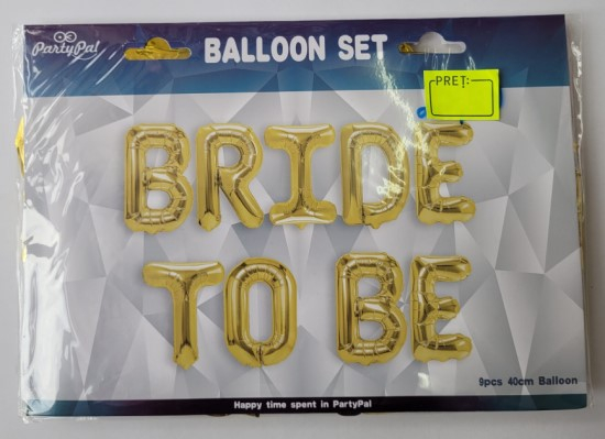 Set baloane folie Bride to be nunta auriu 40cm [3]