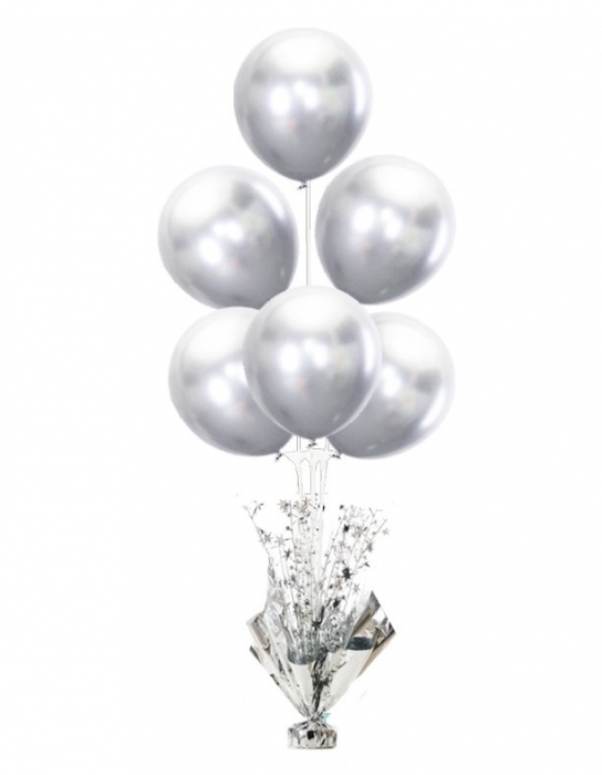 Suport decorativ argintiu cu 6 baloane argintii [1]