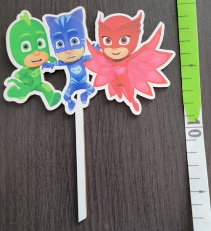 Topper de tort lemn Eroi in pijama / PJ Mask 9 x 14 cm [3]