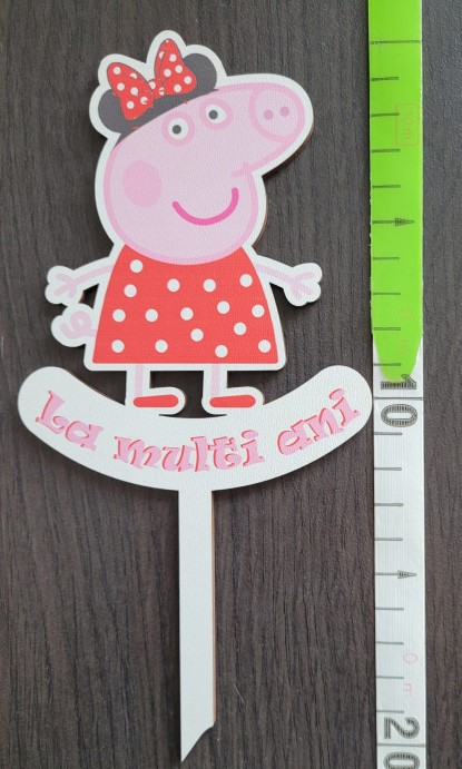 Topper de tort lemn Peppa Pig 13 x 10 cm [3]