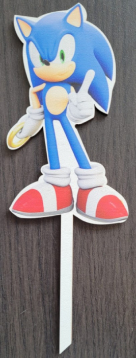 Topper de tort lemn Sonic 10 x 7 cm [2]