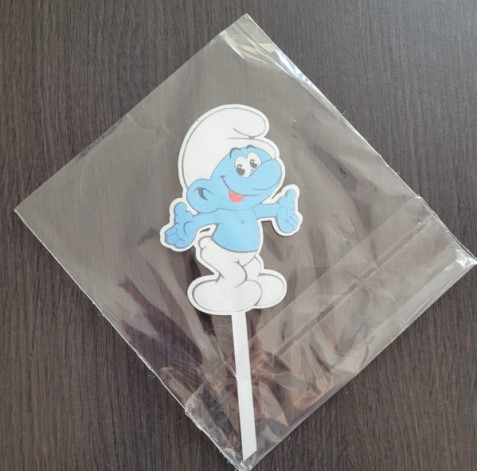 Topper de tort lemn Strumf 10 x 8 cm [4]
