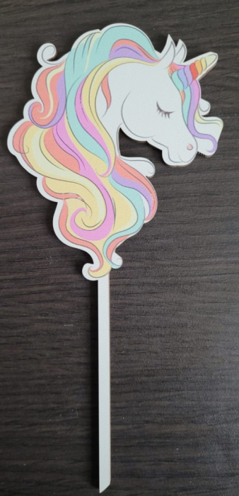 Topper de tort lemn, Unicorn, 11 x 9 cm [2]