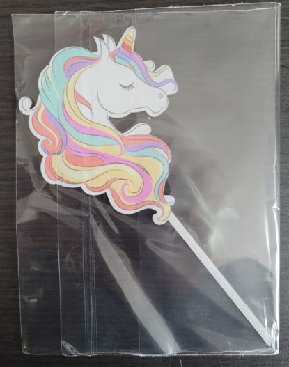Topper de tort lemn, Unicorn, 11 x 9 cm [4]