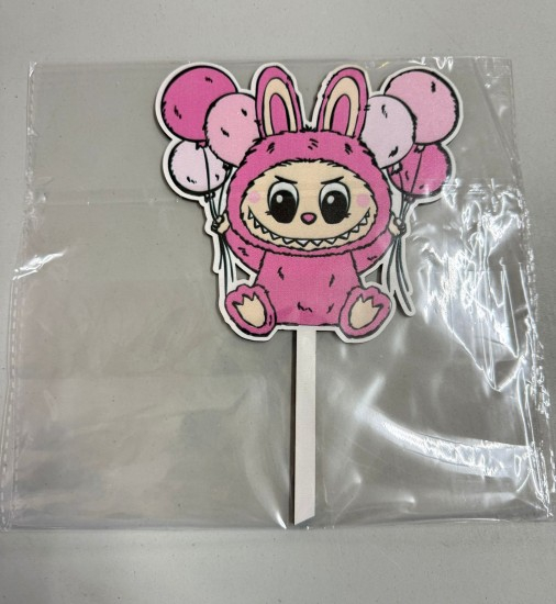 Topper tort lemn Labubu 13 x 14 cm [3]