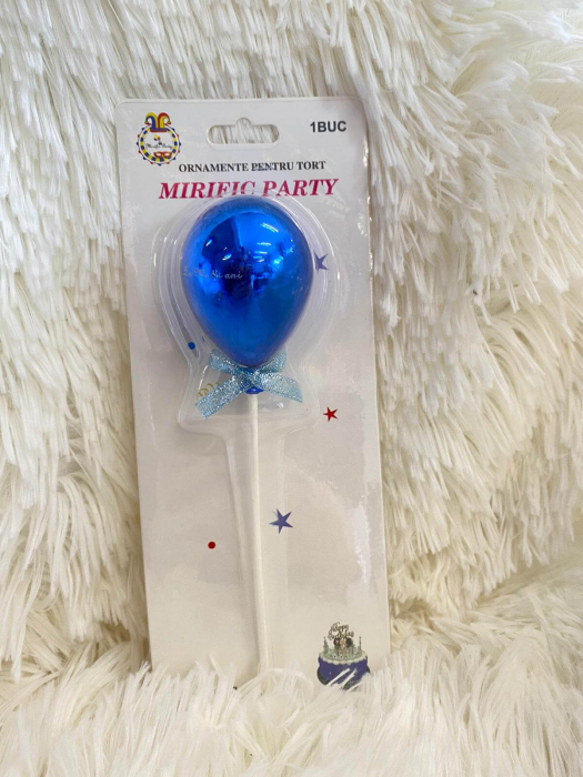 Topper tort plastic balon albastru La multi ani 4,7 * 6 cm [4]