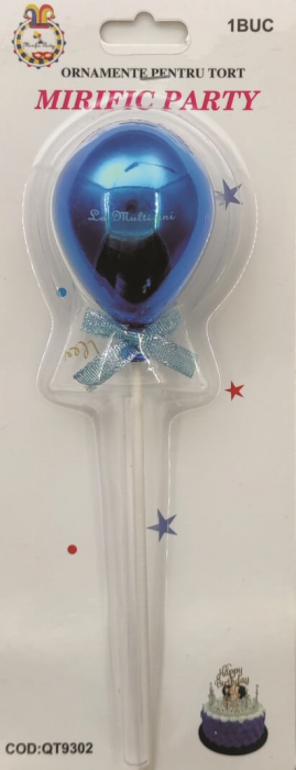 Topper tort plastic balon albastru La multi ani 4,7 * 6 cm [3]