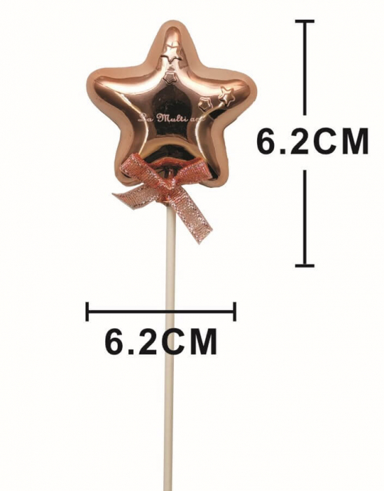 Topper tort plastic stea rose gold La multi ani 6 x 6 cm [2]