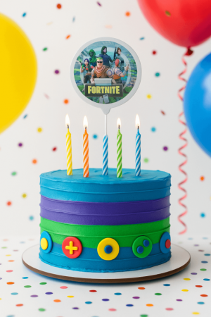 Balon alb personalizabil Fortnite tort 12 cm [1]