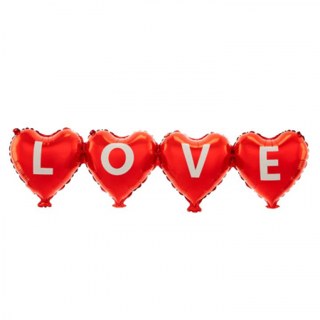 Valentine's Day & Dragobete - Baloane & Decoratiuni - Balon folie 4 inimi love 100 x 27 cm