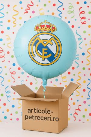 Baloane folie - Balon folie albastru imprimat Real Madrid 45 cm