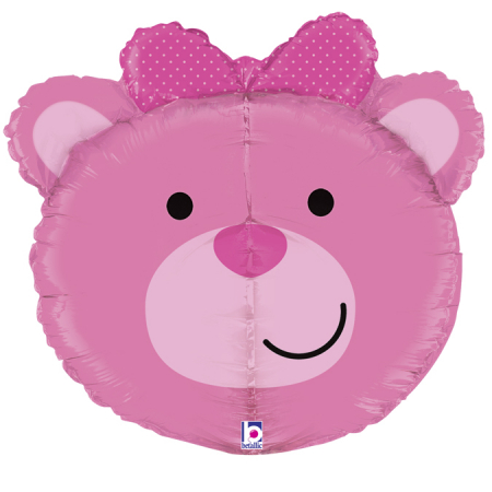 Botez fata - Baloane - Balon folie cap urs roz 3D 69 cm