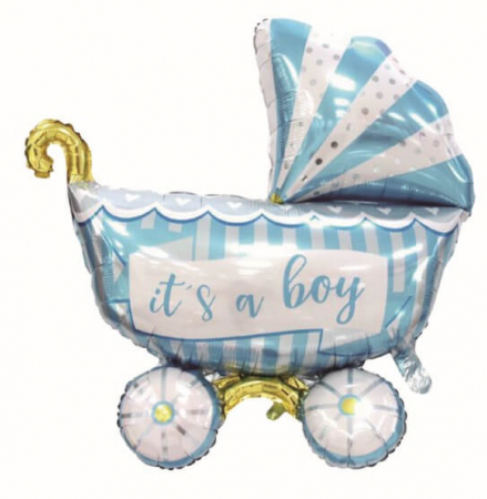 Botez baiat - Baloane - Balon folie carut albastru 95 x 80 cm