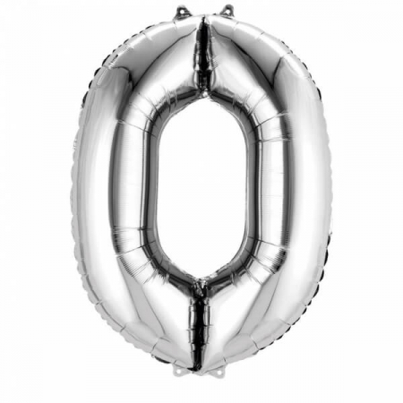 Baloane folie - Balon folie cifra 0 argintiu 66cm