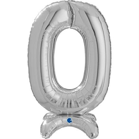 Baloane cifre stand up 64 cm - Balon folie cifra 0 argintiu Stand Up 64 cm