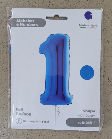 Balon folie cifra 1 albastru 100 cm [3]