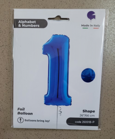 Balon folie cifra 1 albastru 66cm [1]